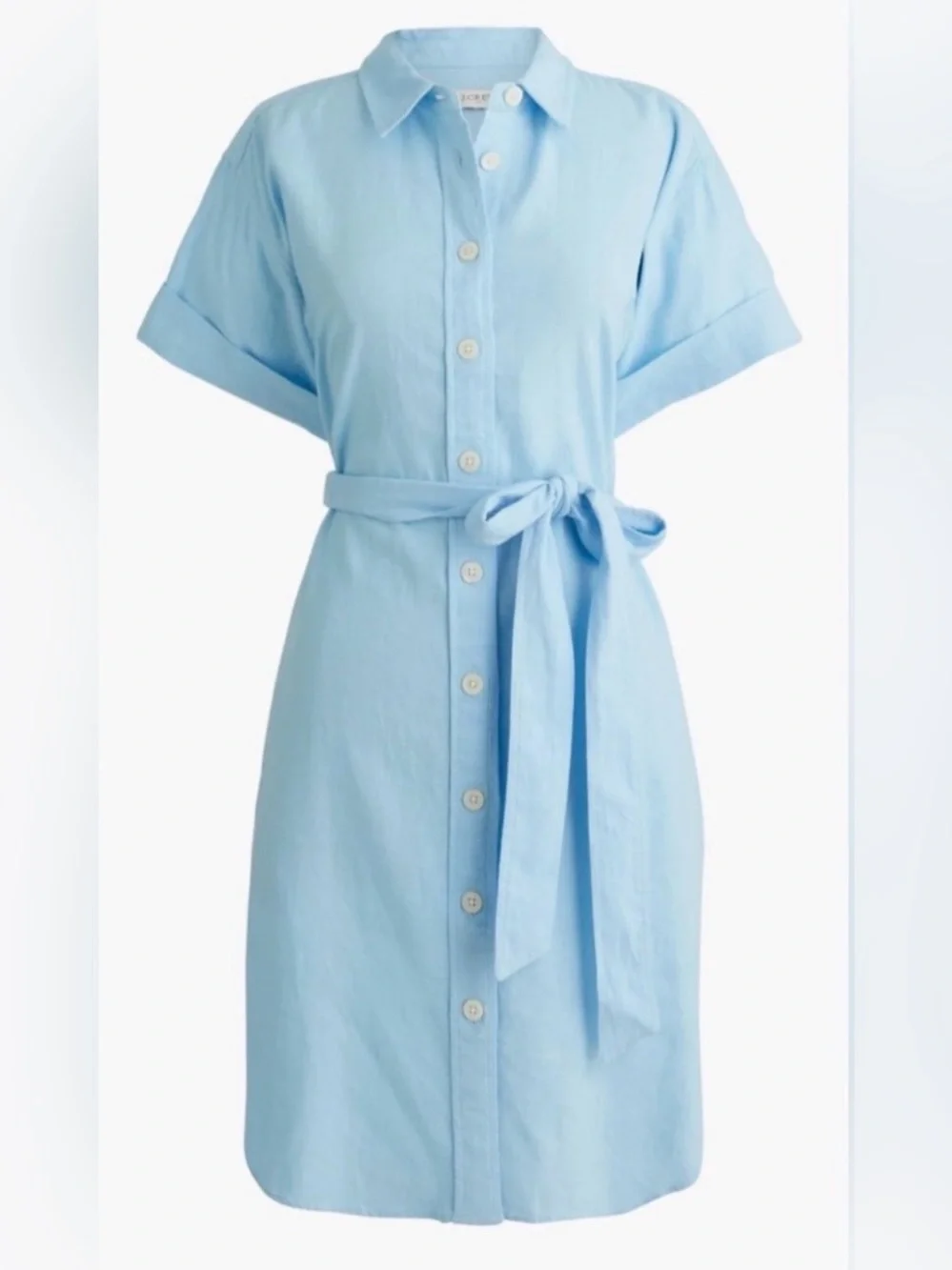 J.Crew Linen-blend belted mini shirt-dress